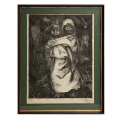David Alfaro Siqueiros, Niña Madre, Litografía, E / E. Firmada y fechada 1946