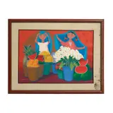Trinidad Osorio, Niñas con sandías, Serigrafía, 135/300. Firmada