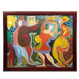 Siller Obregón, Personajes Bailando, 1996, Óleo sobre tela