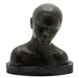 Dina Frumin, BUSTO DE DAMA, 1965, Bronce, patinado en color verde; con base de mármol negro
