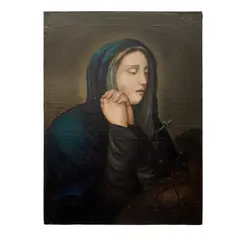 Virgen Dolorosa, MÉXICO, SIGLO XIX, Óleo sobre tela, adherido a tablero