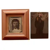 MÉXICO, CA by Divino Rostro & san Nicolás Tolentino, 1900, Óleo sobre tela y sobre madera, sold Aug 2025
