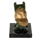 Heliodoro Hernández, SILLA CON RELOJ BLANDO, Bronce, patinado en color verde y dorado; con base de mármol negro