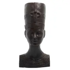 Busto de Nefertiti, SIGLO XX, Bronce, patinado en color marrón