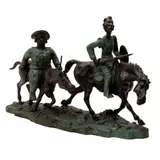 SIGLO XX by Don Quijote y Sancho Panza, Bronce, patinado en tono verde y marrón, sold Jul 2025