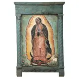Virgen de Guadalupe, MÉXICO, SIGLO XX, Óleo sobre tela, marco de madera tipo nicho