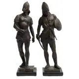 Guerreros Galos, FRANCIA, SIGLO XX, Bronce, patinados en color marrón; con bases de mármol negro