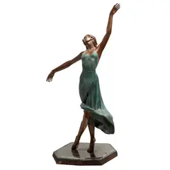 Javier Villarreal, BAILARINA, Bronce, patinado en tono marrón y verde; base de hierro con superficie pulida; figura giratoria