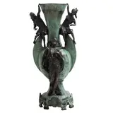 Jarrón Orientalista*, FRANCIA, SIGLO XX, Bronce, patinado en color verde y marrón