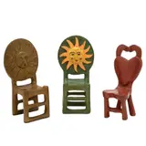 Heliodoro Hernández, SILLAS (SOLES Y CORAZÓN), Bronce, patinado policromo y oro; modelos diferentes