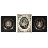 Retratos de Dama, EUROPA, SIGLO XIX, Óleo sobre lámina de marfil con marco de hueso