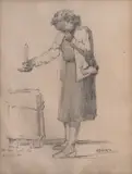Ni con vela lo encuentra by Armando García Núñez, Carboncillo sobre papel, sold Jul 2025