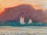 José Reyes Meza, Atardecer en Guaymas, Pastel sobre papel
