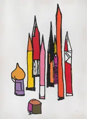 Lápices by Mathias Goeritz, 1989, Serigrafía P / A, sold Jul 2025