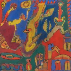 Víctor Cha'Ca, Untitled, Óleo y arena sobre tela