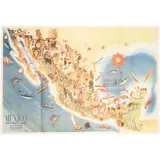 Miguel Gómez Medina, MEXICO PICTORIAL MAP, Litografía offset a color