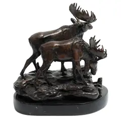 Alces*, SIGLO XX, Bronce, patinado en color marrón; con base de mármol negro