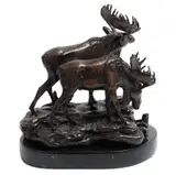 Alces*, SIGLO XX, Bronce, patinado en color marrón; con base de mármol negro