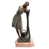 Ricardo Ponzanelli, ENSOÑACIÓN, Bronce, patinado policromo; con base de mármol veteado