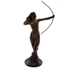 Diana Cazadora, MÉXICO, SIGLO XX, Bronce, patinado policromo