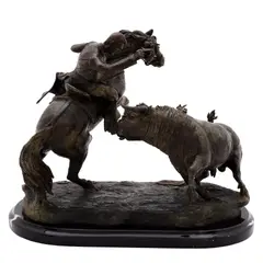 Emilio Fuentes, REJONEADOR, Bronce, patinado en color verde; con base de mármol negro