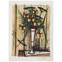 Les fleurs papillons by Bernard Buffet, Litografía offset 49 / 150, sold Jun 2025