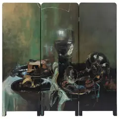 Agustín Castro López, Untitled, Óleo sobre madera, biombo unido por bisagras, doble vista