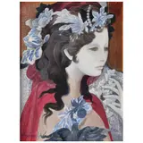 Froylan Ojeda, Niña con flores, Óleo y acrílico sobre tela sobre masonite