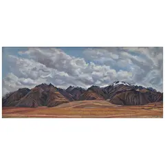 Nicolás Moreno, Los Andes desde Ollantaytambo, 1971, Óleo sobre tela sobre madera