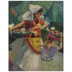 Tehuanas by Romero Díaz, ca. 1940, Óleo sobre tela, offered Jun 2025