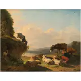 A la Manera de Eugène Verboeckhoven, ESCENA CAMPIRANA, Óleo sobre tela