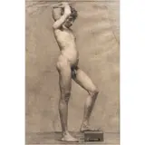 Desnudo Masculino, ITALIA, SIGLO XIX, Grafito sobre papel