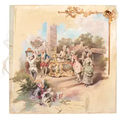 Germán Gedovius, ESCENA GALANTE, 1899, Óleo sobre seda