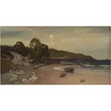 Julius Hare, PAISAJE COSTERO, Óleo sobre tela