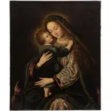 Virgen Con El Niño, EUROPA, CA., 1700, Óleo sobre tela
