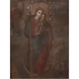 Virgen Con El Niño, MÉXICO, SIGLO XVIII, Óleo sobre tela