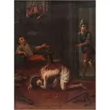 la Flagelación de Cristo, MÉXICO, SIGLO XIX, Óleo sobre tela