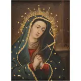 Virgen Dolorosa, MÉXICO, SIGLO XIX, Óleo sobre tela
