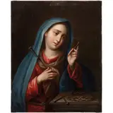 José de Páez, VIRGEN DOLOROSA CON LAS ARMA CHRISTI, Óleo sobre tela