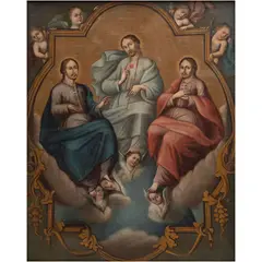 Trinidad Antropomorfa, MÉXICO, SIGLO XIX, Óleo sobre tela
