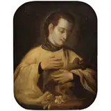 San Luis Gonzága, MÉXICO, SIGLO XVIII, Óleo sobre lámina de cobre montado en madera
