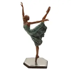Javier Villarreal, BAILARINA EN PUNTA, Bronce, patinado en tono marrón y verde; base de hierro con superficie pulida; figura giratoria