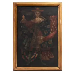 Ángel Arcabucero, ESCUELA CUZQUEÑA, SIGLO XX, Óleo sobre tela, adherido a tablero