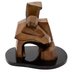 Victor Salmones, ACOMPAÑAMIENTO, Bronce, patinado en color dorado; con base de mármol negro
