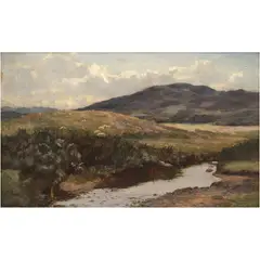 David Young Cameron, A VIEW NEAR LOCH LOMOND, Óleo sobre tela