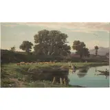 Paisaje Con Laguna, EUROPA, SEGUNDA MITAD DEL SIGLO XIX, Óleo sobre tela