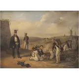 Atribuído A Robert Léopold Leprince, ESCENA CON MILITARES, Óleo sobre tela