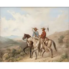 Manuel Serrano, CHINACOS A CABALLO, Óleo sobre tela