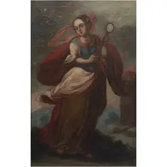 Santa Bárbara, MÉXICO, SIGLO XVIII, Óleo sobre tela