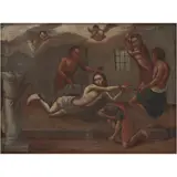 la Flagelación de Cristo, MÉXICO, SIGLO XVIII, Óleo sobre tela